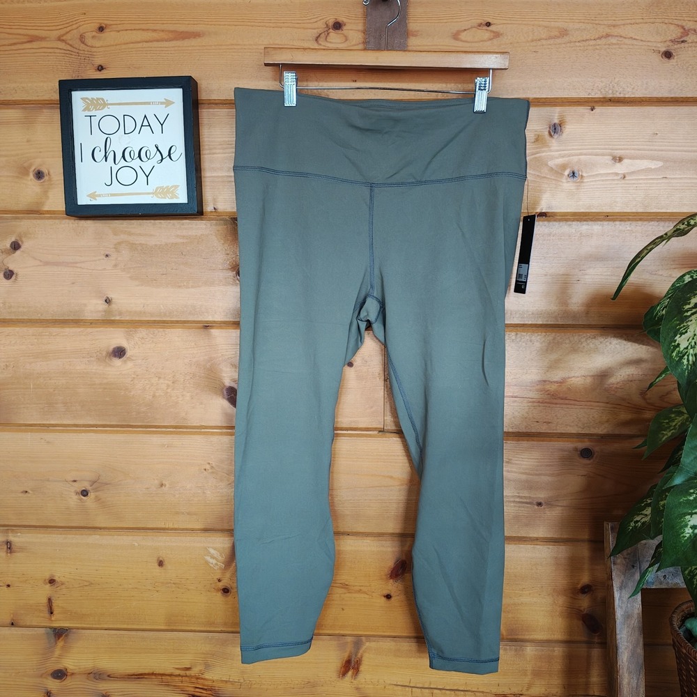 90 Degree By Reflex NWT Legging High Rise Athletic Yoga Pants Crop Basil Plus 1X